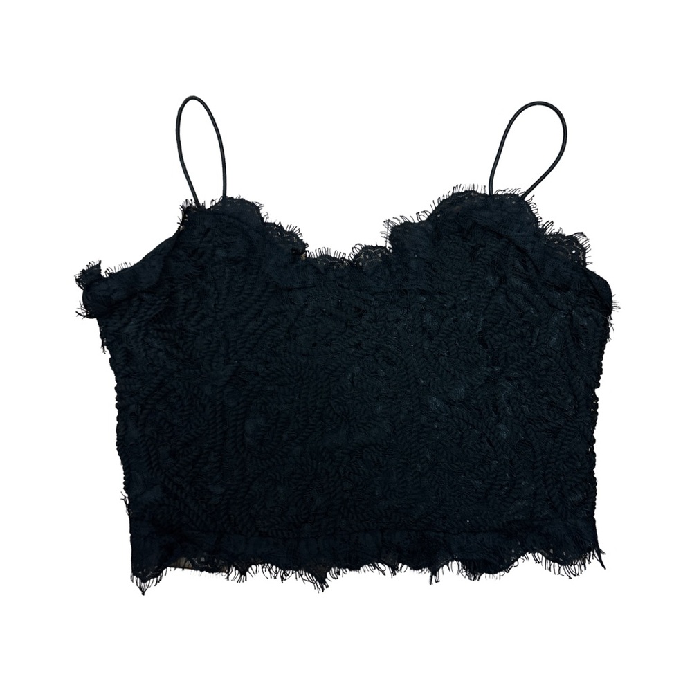 Black Textured fabric Crop Top - size S